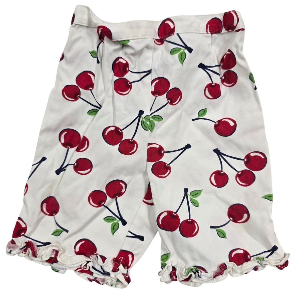 Gymboree Vintage 2001 Cherry Print Ruffle Capri Pants Baby Girl 3-6 Months White